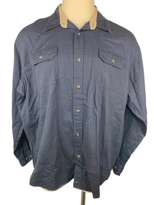 Wrangler Navy Long Sleeve Button Up Heavy Work Shirt Men s 2XL (6033)