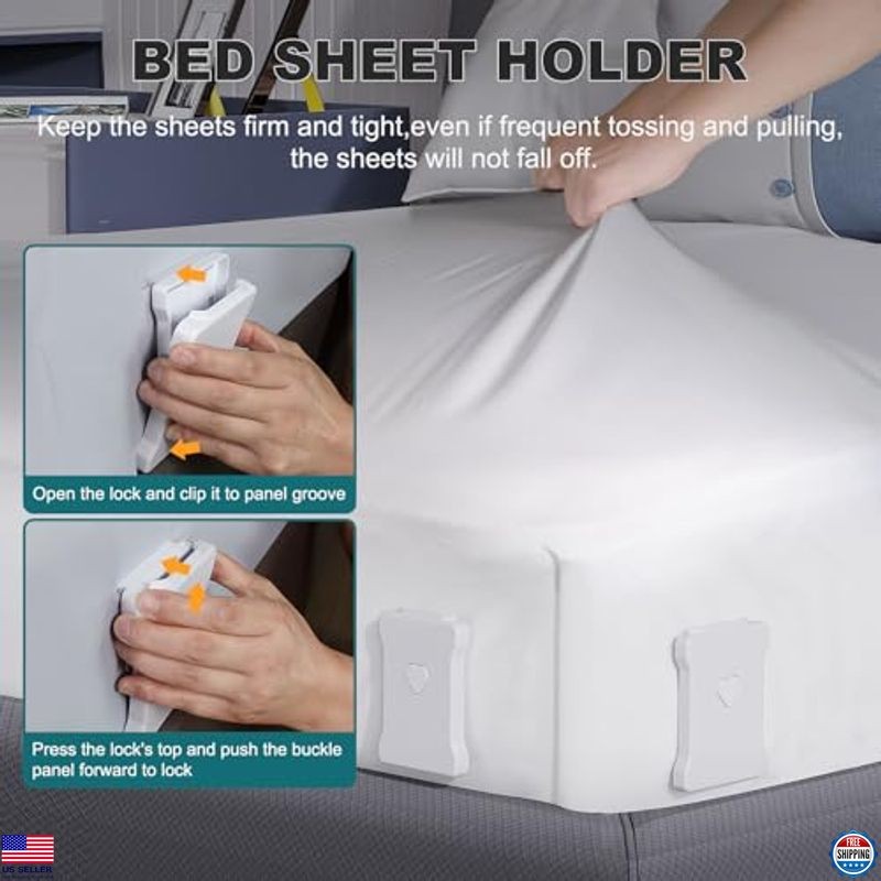 Bed Sheet Holders with Clips - Extra Large Corner Grippers for All Mattress