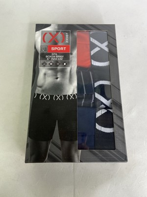2XIST Sport 3 Pack Boxer Briefs 6in Inseam Underwear Multicolor Mens Size S