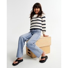 Abercrombie Kids High Rise Wide Leg Light Wash Jeans Coastal Cool NWT NEW 17/18