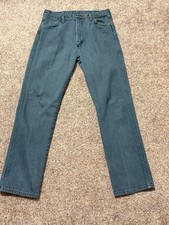 Vintage Wrangler 13MWZMT Men Greenish Blue Jeans 36x34 Cowboy Cut Made in USA