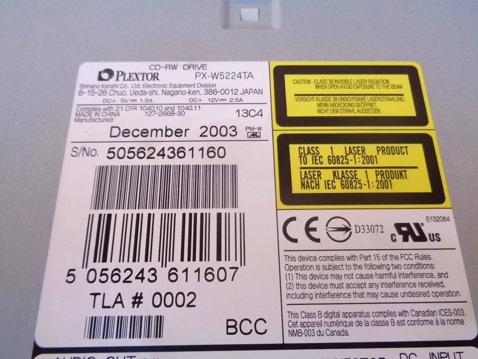 (2) PLEXTOR PX-W5224TA CD-RW DRIVES IDE 40PIN TESTED WORKING - Image 4 of 4