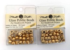Lot of 2 Pkgs 30 Beads Per Pkg Mill Hill Glass Pebble Beads OLD GOLD 05557