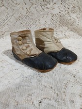 Victorian Era Antique Leather Baby Button-Up Shoes Boots