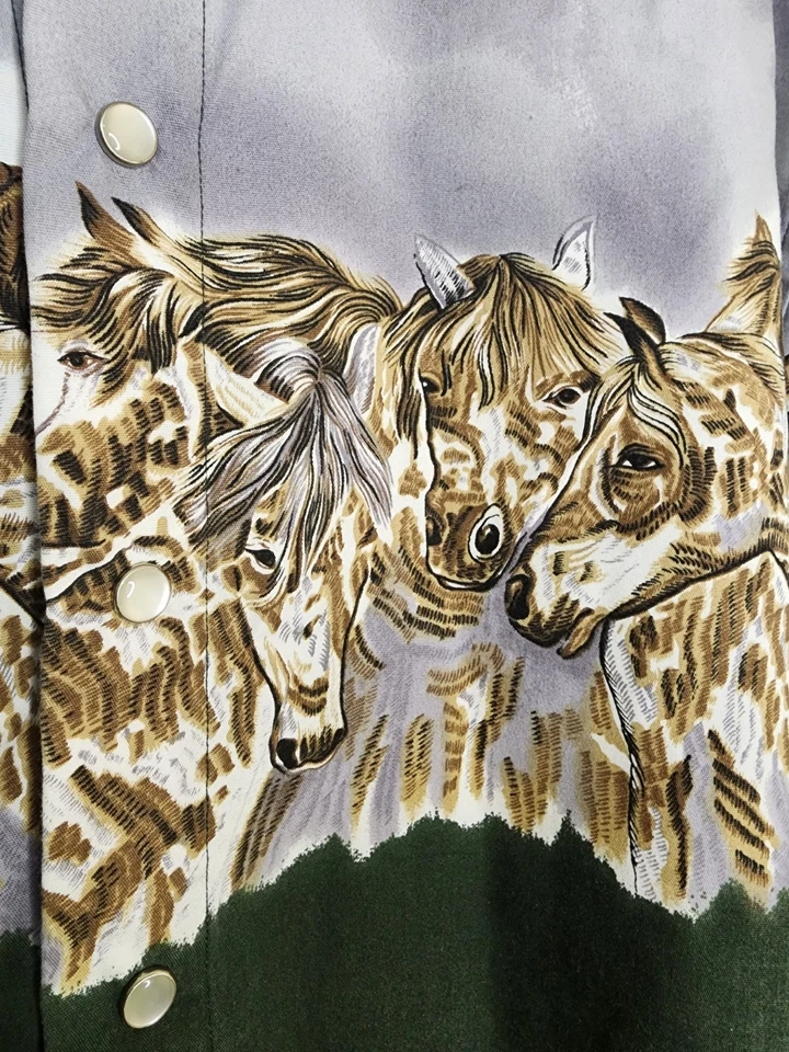 Camisa Buffalo Country Western Para Hombre Mediana Vaquero Caballo Rodeo Perla A Presión Foto 4 de 4