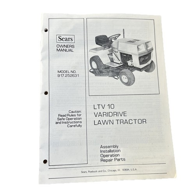 #ad Original Sears LTV 10 Varidrive Lawn Tractor Mower Owner’s Manual 917.252631 VTG $18.00