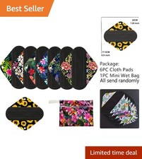 Comfortable 7-Piece Menstrual Pads Set - 6 Bamboo Charcoal Liners Wet Bag