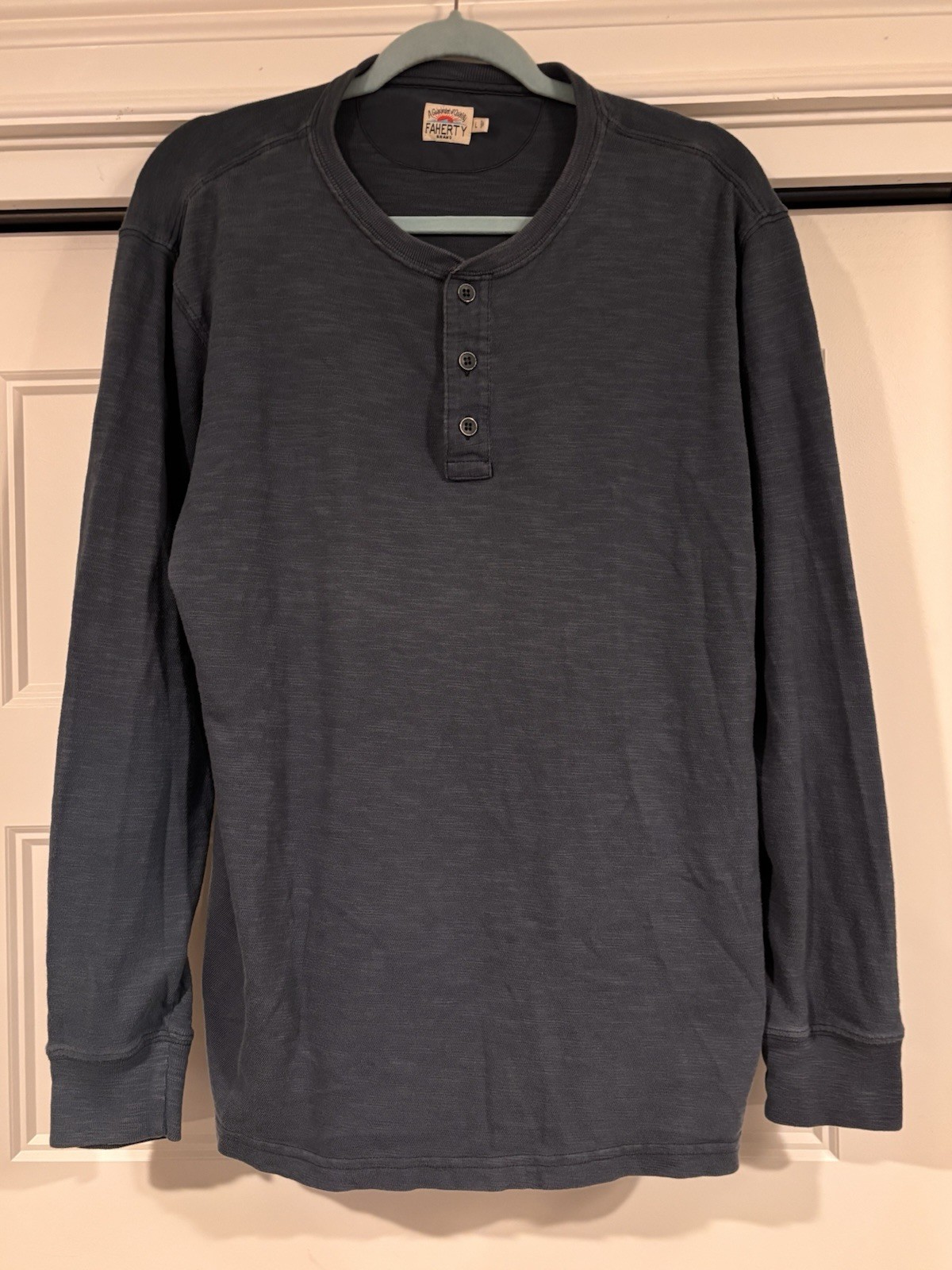 Faherty Henley Long Sleeve Button Pullover Shirt … - image 1