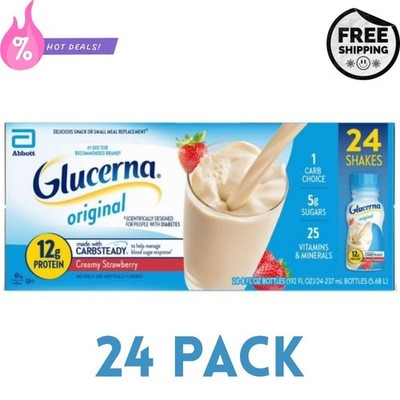 24 Pack Glucerna 12g Protein Shake, Creamy Strawberry 8 fl. oz., Best Price