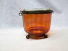 Antique Amberina Cranberry Cut Glass Ribbed Optic Dresser/Trinket Jar/Box — photo 9