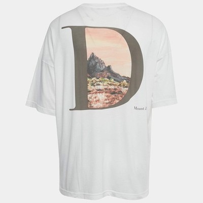 Dior Homme White Mount Zion Embroidery and Print Cotton Crew Neck