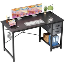 Computer Desk with 2 Drawers 47 Inch Home Office Desk for Small Place Modern ...