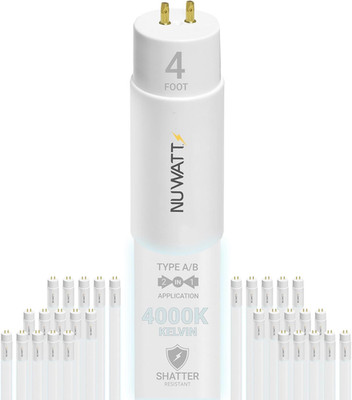 30 Pack 4 FT LED T8 Tube Light, T10 T12 Hybrid Type A+B, 4000K Cool White, 18W,