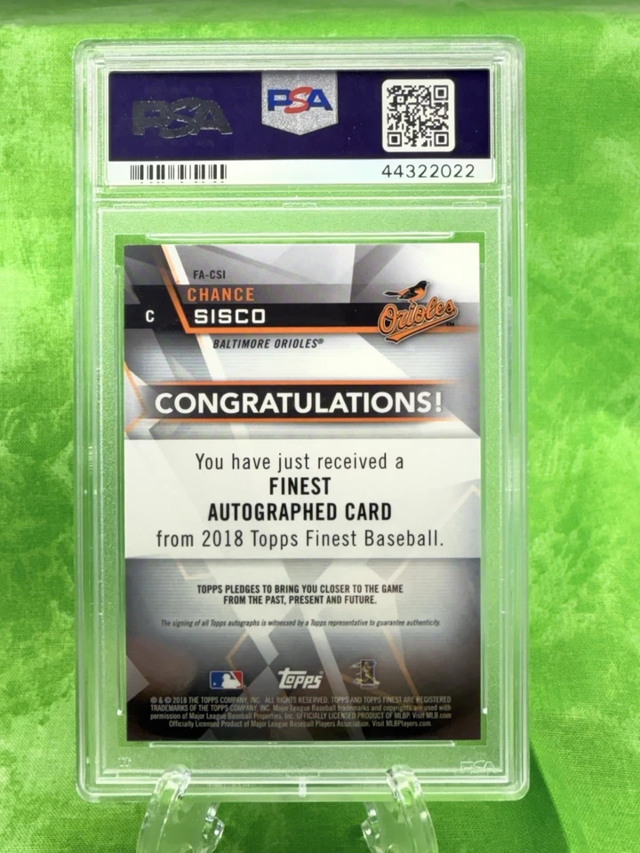 Chance Sisco /99 AU RC -2018 Topps Finest - Green Wave Refractor #FA-CSI Orioles - Image 2 of 3