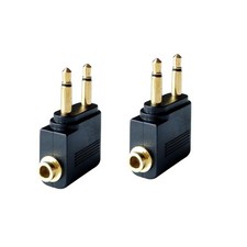 Dual 3.5mm Male to Female Airplane Headphone Adapter Gold Audio Converter Plug