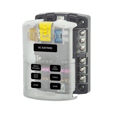 ST Blade Fuse Block 6 Way Circuits with Negative Bus and Cover, 100 Amps, 5025