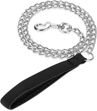 Metal Chain Heavy Duty Dog Leash, Chew Proof Dog Leash with Soft Handle for Larg
