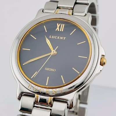 SEIKO LUCENT Damenuhr 31mm Armband 18,5cm Gold Silber Schwarz aus Japan