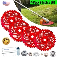 4 Pack 9"x 36 Teeth Carbide Tipped Blade kit for Brush Cutter Trimmer Weed Eater