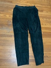 Vintage Rosleen Green Suede Dress Pants Size 34   Lined Soft Leather Trousers