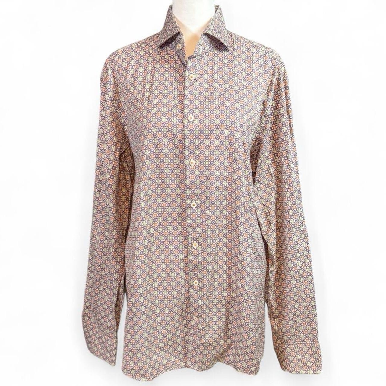 Stenströms Patterned Button-Down Dress Shirt Medi… - image 1