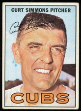 1967 TOPPS CURT SIMMONS CHICAGO CUBS #39 VG-VG+