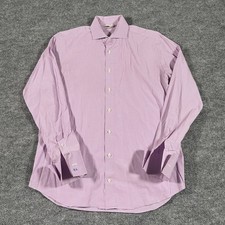 Suitsupply Shirt Mens Large Purple Gingham Egyptian Cotton French Cuff Dress