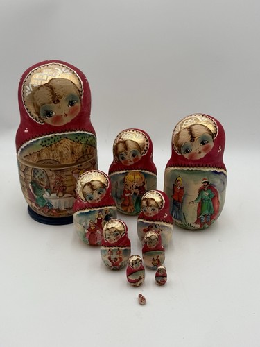 10 Poupées russes H26 peint main signé Matriochka Nested Doll Matrioshka Gigogne