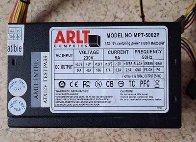 Arlt Computer MPT-5002P ATX 12V PFC Black Netzteil 500W Zustand sehr gut