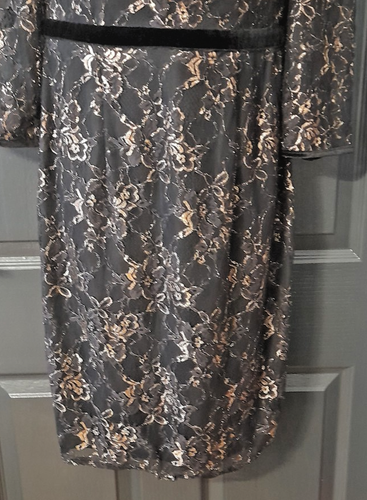Phase Eight Black Gold Lace Dress Size 10 RRP £120 Party Occasion - Picture 9 of 12