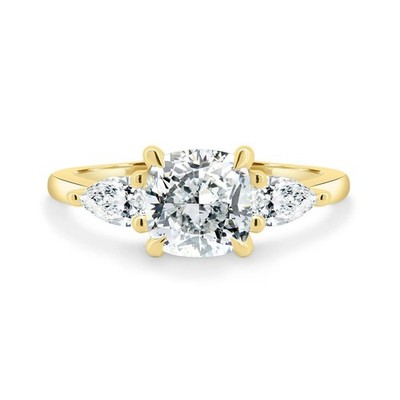 Damenring Cushion Cut Diamant 1,50 ct IGI Lab Created 14 kt Gelbgold E F VVS2