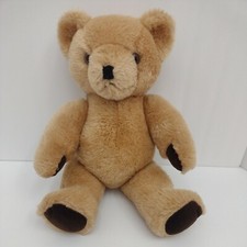 Vintage Jointed Tan Teddy Bear with Brown Velvet Paws and Brown eyes