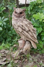 Large Eagle Owl Driftwood Look Garden Statue Garden Decor Home Yard Decoration