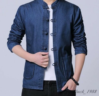 mandarin collar jean jacket
