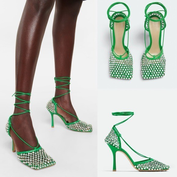 【関税&送料込】Bottega Veneta Crystal-Embellished Mesh And New Bottega VENETA crystal Sandal Rhinestone mesh and