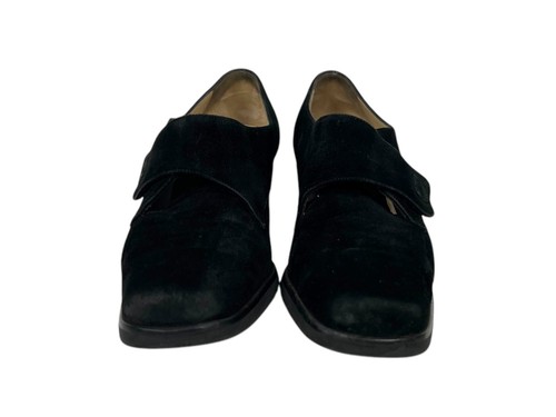 Salvatore Ferragamo Zapatos Mujer 8.5 B Negro Gamuza Bombas Flecos Informales Formales - Imagen 5 de 19