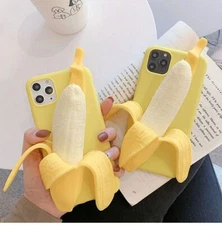 3D Funny Peeled Banana Fruit Phone Case For Samsung S25 Ultra S24 S23 S21 S20 S9