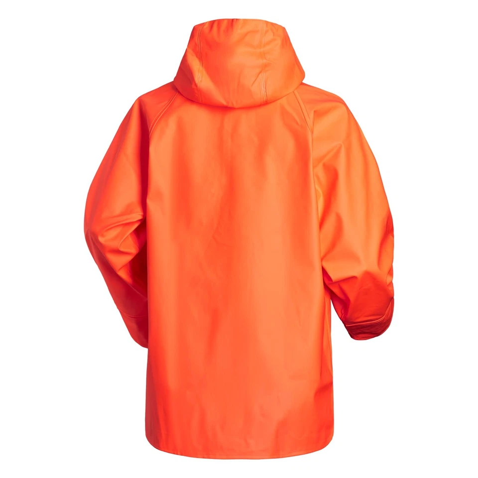 Viking Rubber Rain Jacket Premium Hooded Fishing Fully Waterproof Hi Vis Orange - Image 2 of 3