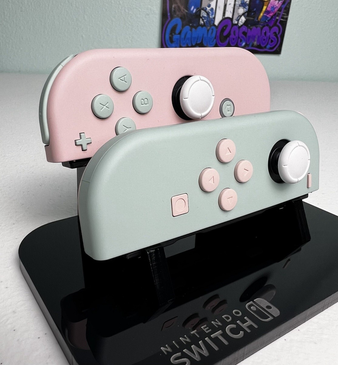 Nintendo Switch ニンテンドースイッチ本体グレー(ジョイコンピンク Light Cyan & Sakura Pink - Soft Touch - Custom Joycons for The