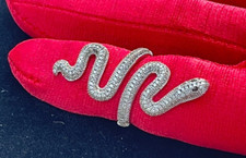 AWESOME 1.75  Vermeil Signed S925 Sterling Silver Bling SNAKE Size 5 Ring