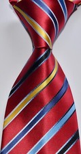 New Classic Striped Colorful Red JACQUARD WOVEN 100 Silk Men's Tie Necktie
