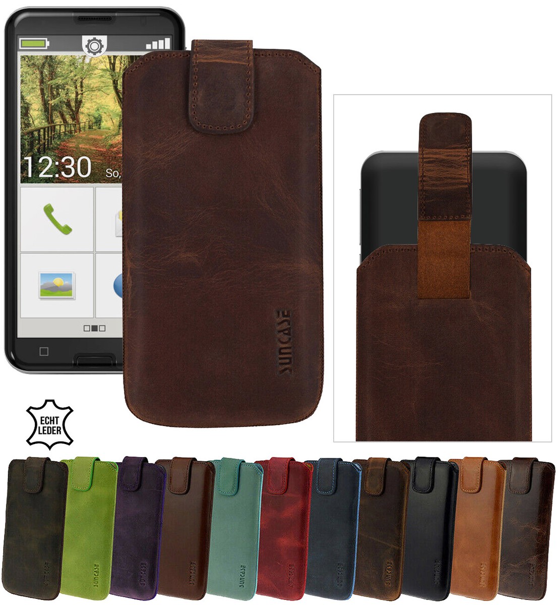 Emporia Smart Hülle Leder Tasche Suncase Schutz Cover Etui Kappe