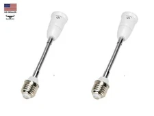 2 pack 8" Flexible Light Bulb Lamp Socket Adapter Extender 360° Adjustable E27