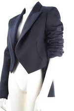 LANVIN River 2015 Black Wool Hi-Low Blazer Size 38