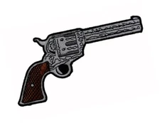 REVOLVER PISTOL  2ND  AMENDMENT  5” X  2 1/4"  EMBROIDERED GUN PATCH / IRON ON