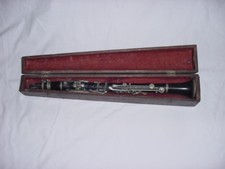 ANTIQUE WOOD SOPRANO CLARINET IN WOOD COFFIN CASE RARE EARLY INSTRUMENT