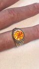 Huge Mandarin Garnet Power Ring Portuguese Round Cut 18K White Gold 9.44 Carats — photo 1