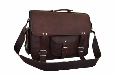 16 In Briefcase Leather Messenger Bag Office Laptop Satchel School Shoulder Bags