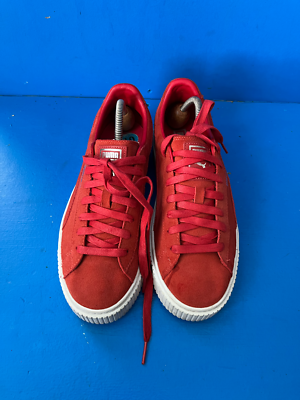 Puma Suede Platform Orange Leather Womens Lace Up Trainers  display picture 3