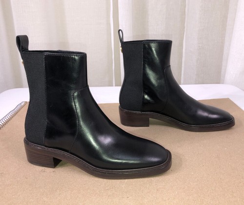 NEW TORY BURCH Leather/Elastic Gore Insets Chelsea Boot US 7 Perfect Black $378 - Picture 5 of 16
